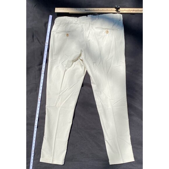 B Settecento Beige Men's Pants Size 32 NWT Cotton Blend Straight Fit Button & Zi - Picture 4 of 4